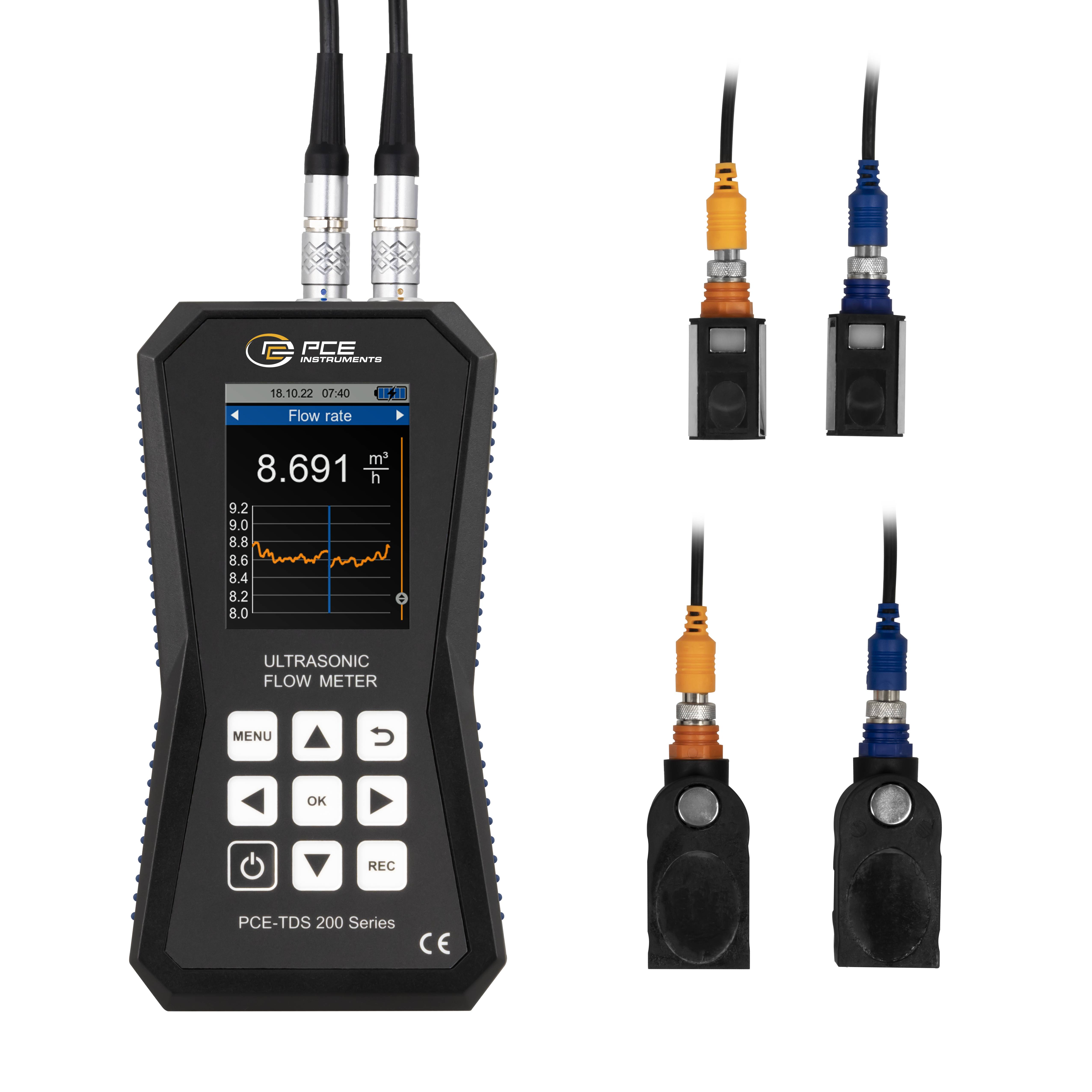 PCE Instruments Ultraschall-Durchflussmessgerät PCE-TDS 200 SM-ICA inkl. ISO-Zertifikat |Sensoren|bis 1800 °C|Speicher