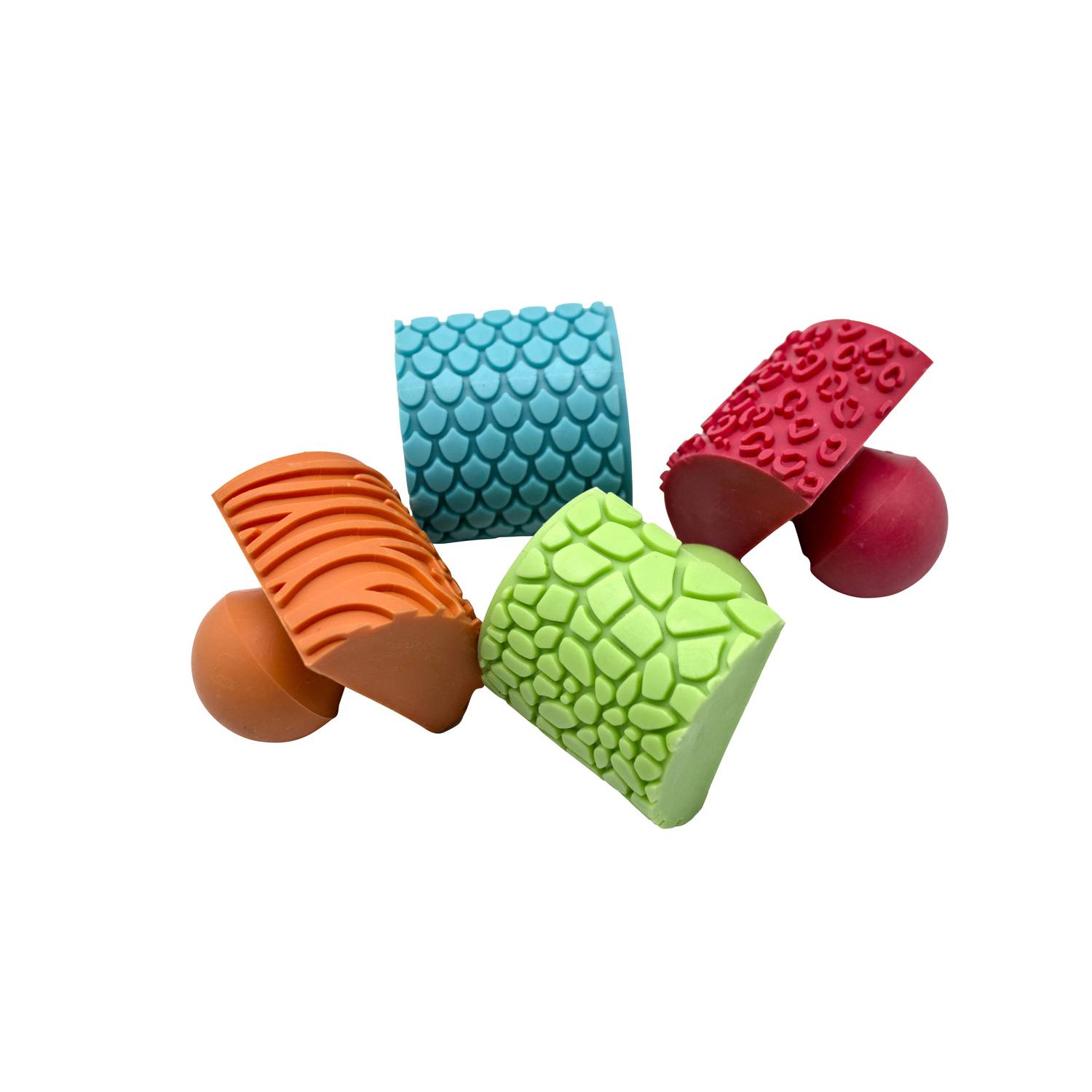 EDUPLAY 370022 Tierhaut & Fellmuster Wippstempel für Kinder, Gummi, 6 x 5 x 5 cm, mehrfarbig, 4-teilig (1 Set)