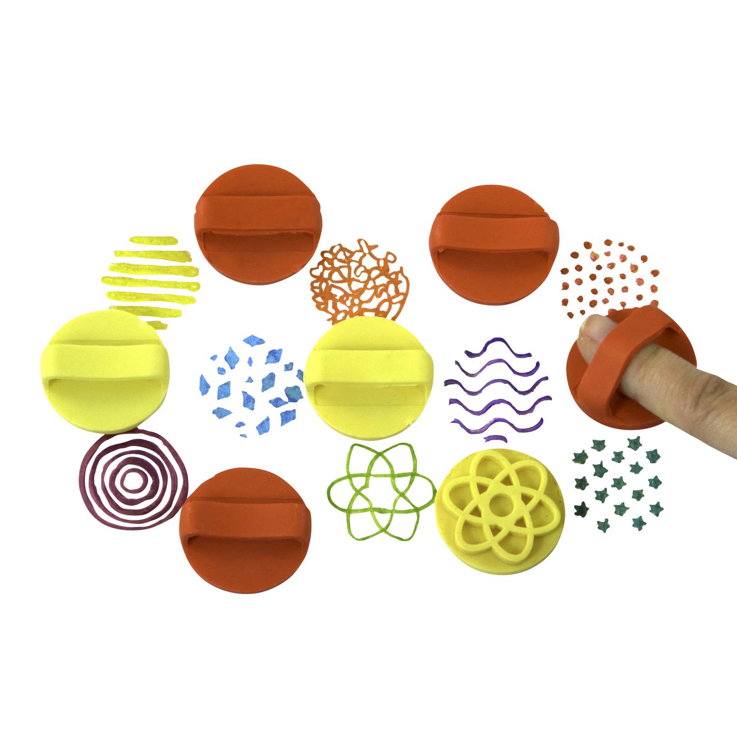 EDUPLAY 370030 Fingerstempel Muster 8er Set, mehrfarbig