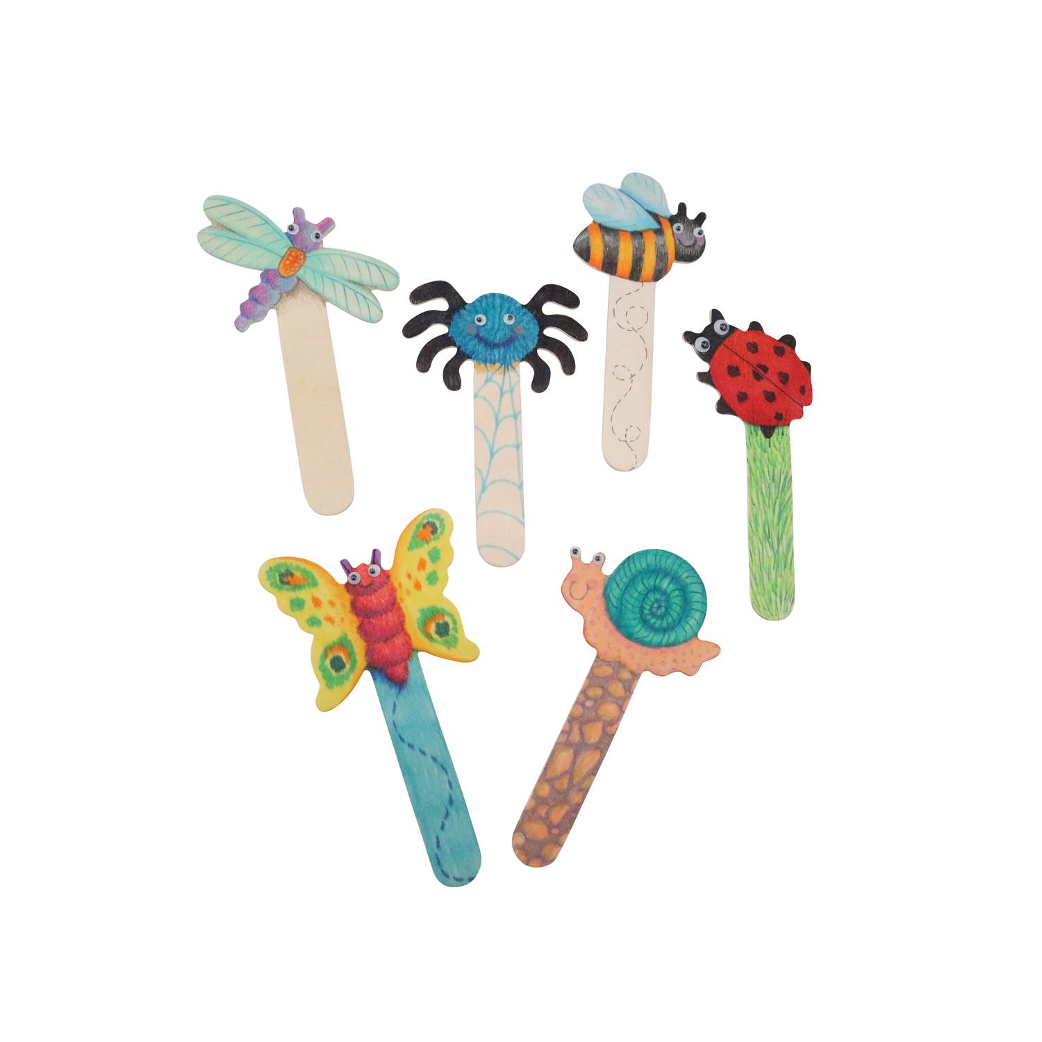 EDUPLAY 370120 Insekten Holzbastelstäbchen 6er Set