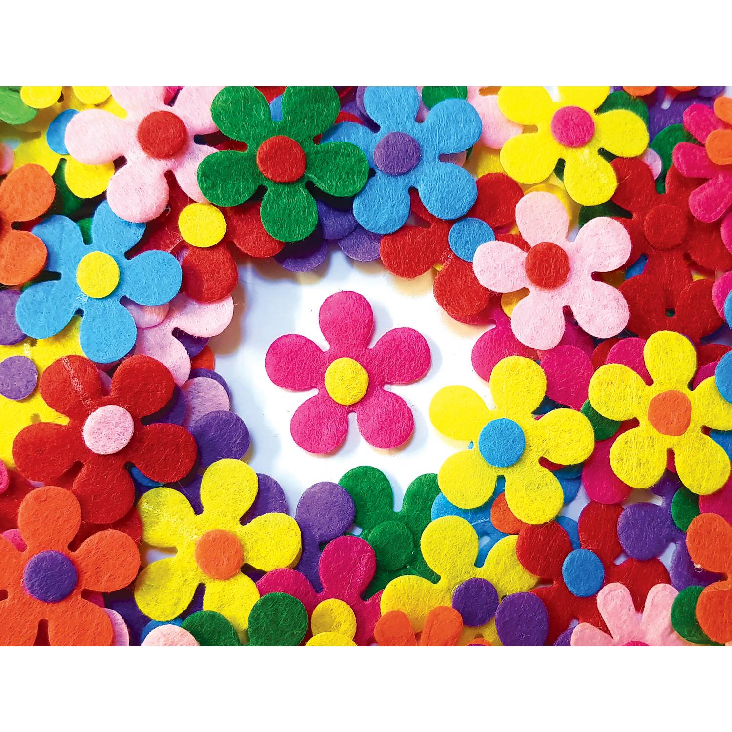 EDUPLAY 370158 Bunte Filz-Blumen 100er Set