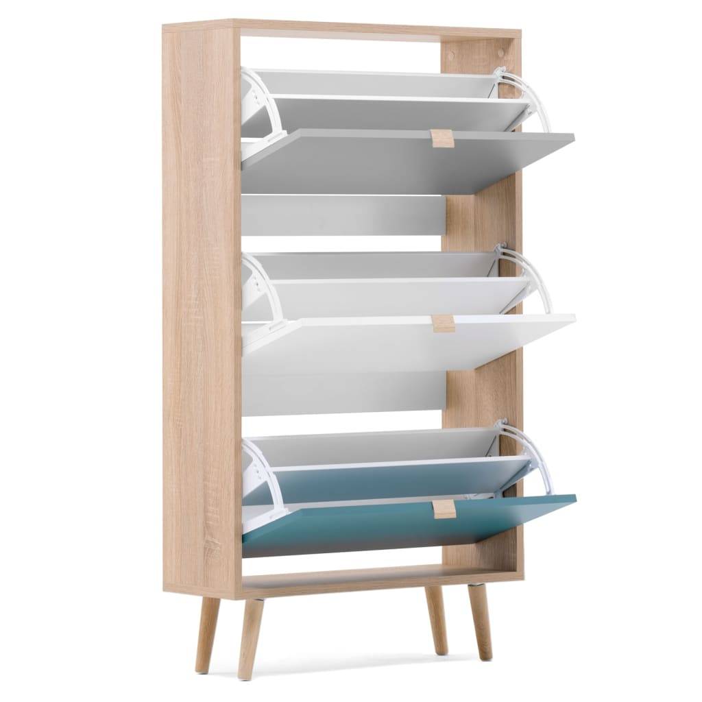 Finori Schuhschrank C-uba 42 Sonoma-Eiche und Dreifarbig