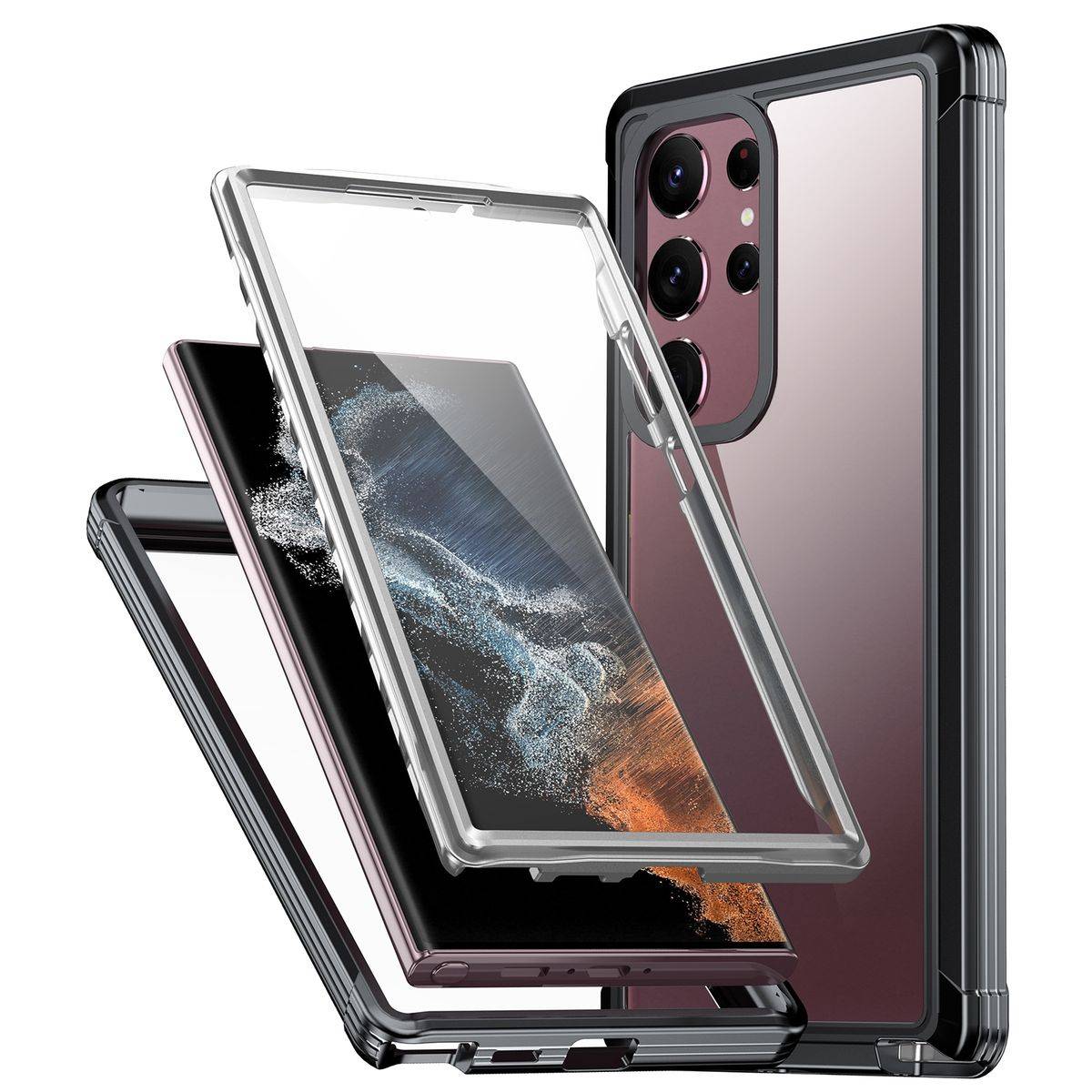 Für Samsung Galaxy S23 Ultra 360 Grad Full Body Schutz Transparent