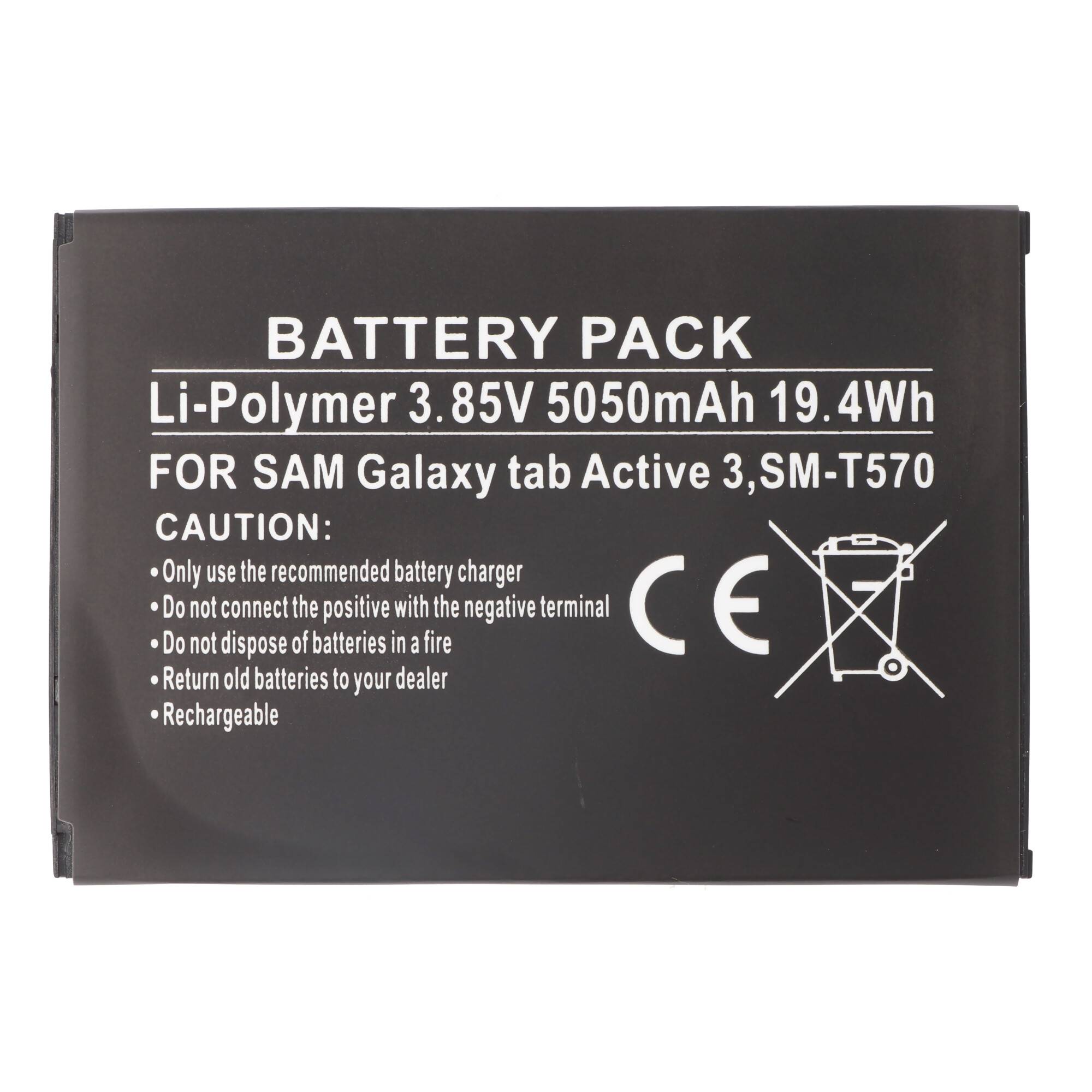 Akku passend für Samsung Galaxy Tab Active 3, SM-T570, Li-Polymer, 3,85V, 5050mAh, 19,4Wh