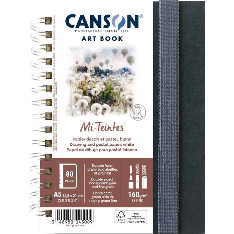 CANSON Skizzenbuch ART BOOK Mi-Teintes, DIN A5, weiß
