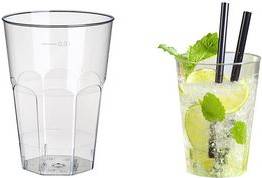 PAPSTAR Kunststof-Caipirinhaglas PS, 0,3 l, glasklar aus gespritztem Polystyrol, mit Füllstrich, stabil,