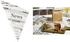 PAPSTAR Spitztüte ''Newsprint'', 270 x 190 x 190 mm aus Pergament-Ersatz, 40 g/qm, Füllinhalt: 125 g,