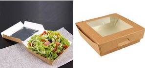 PAPSTAR Feinkostbox ''pure'', eckig, 750 ml, braun aus Pappe, Sichtfenster aus PLA-Kunststoff, biologisch