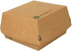 PAPSTAR Burgerbox ''pure'', Maße: 155 x 155 x 90 mm, extragroß aus ungebleichtem FSC-zertifiziertem Frischfaserkarton,