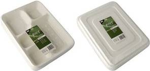 Papstar 88277 Deckel/Servierglocke Weiß Zuckerrohr Rechteckig Lebensmitteldeckel (88277)