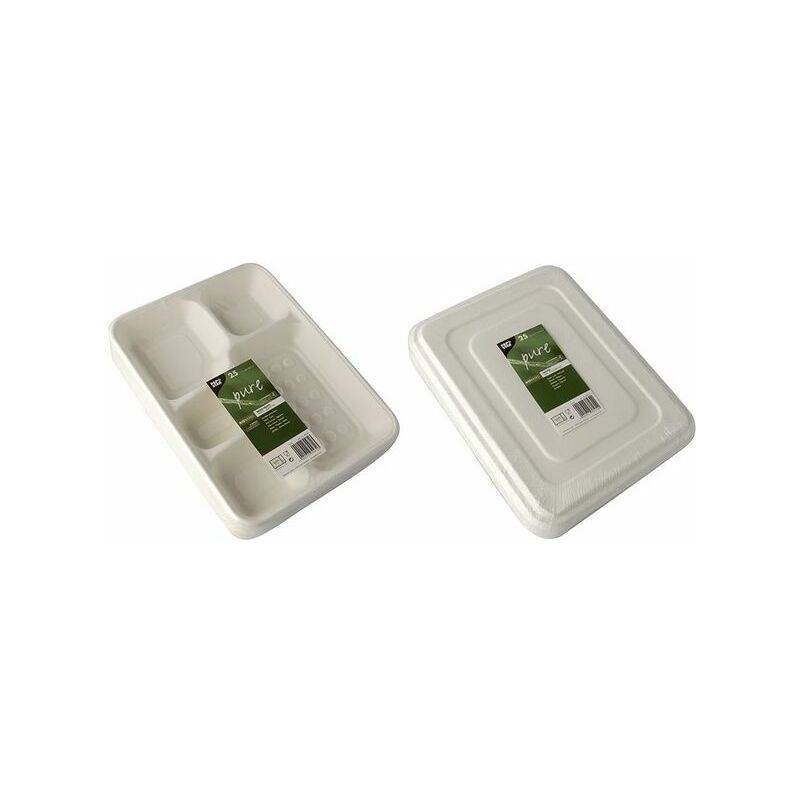 PAPSTAR Zuckerrohr-Menü-Tray "pure", 5-geteilt, weiß