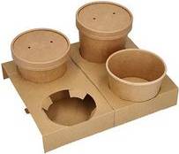 PAPSTAR Becherträger ''pure'', aus Pappe, für 4 Suppenbecher Becherhalter / Tragetablett für Suppenbecher ''To Go'',