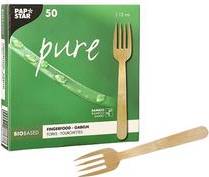 PAPSTAR Fingerfood-Gabeln ''pure'', 120 mm, natur aus Bambus, biologisch abbaubar und kompostierbar,