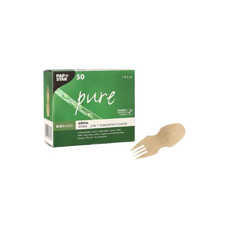 PAPSTAR Fingerfood-Göffel "pure", 85 mm, natur