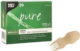 PAPSTAR Fingerfood-Göffel ''pure'', 85 mm, natur aus Bambus, biologisch abbaubar und kompostierbar,