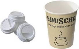 Eduscho Hartpapier-Kaffeebecher ''To Go'', 0,2 l einwandiger Heißgetränkebecher, mit pflanzenbasierter