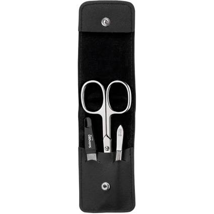 Clauss Manikür-Set, im Leder-Etui, 3-teilig, schwarz