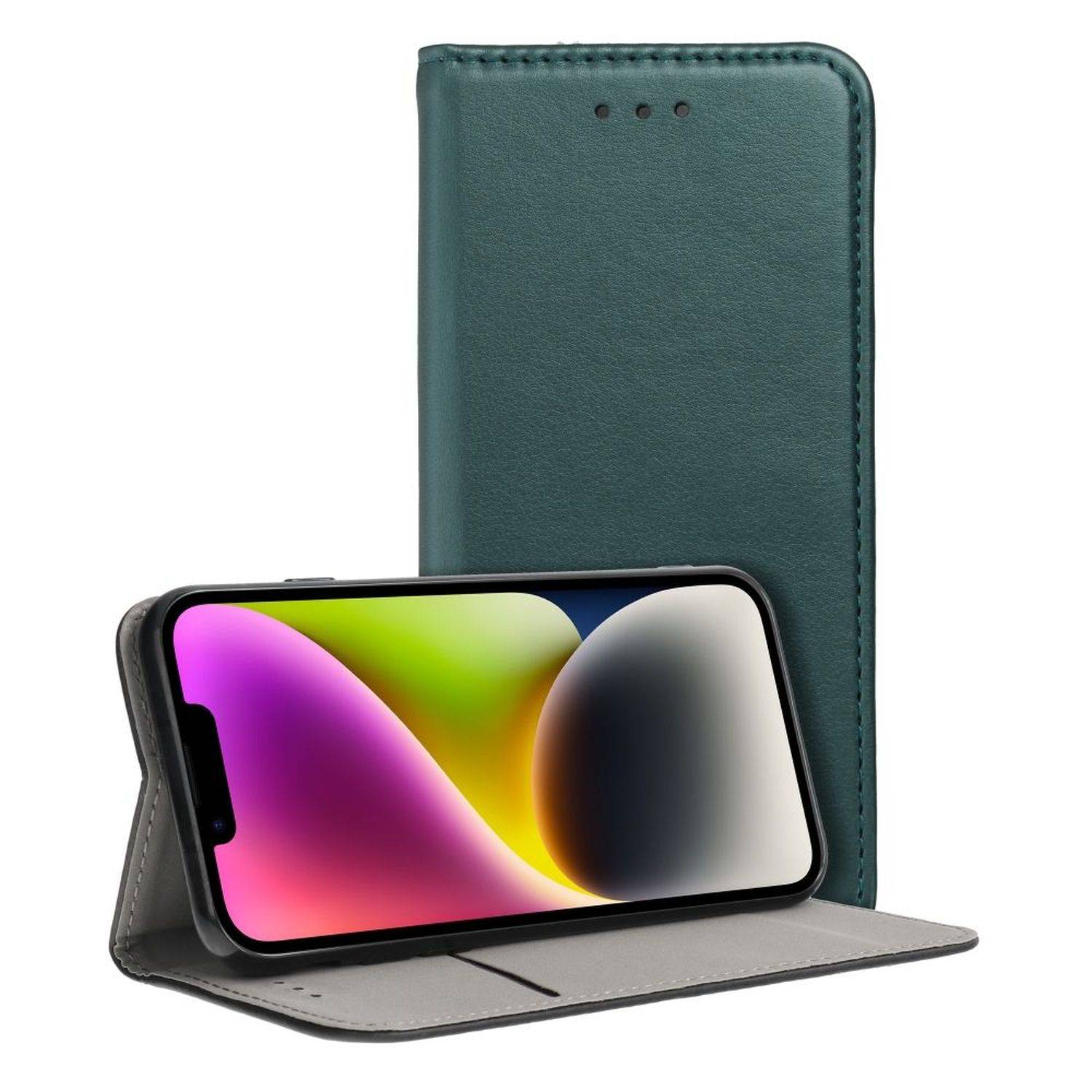 Smart Magneto Buch Tasche Hülle Magnet Standfunktion kompatibel mit Samsung Galaxy S23 (S911B) Dunkelgrün