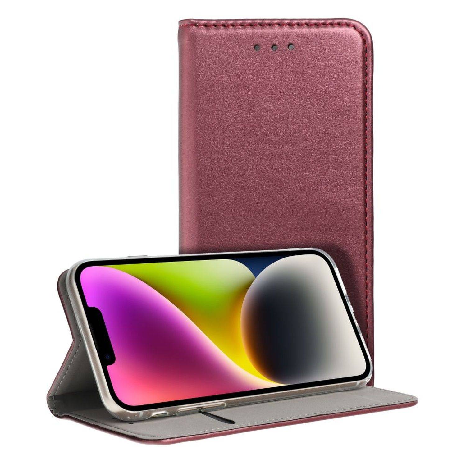 Smart Magneto Buch Tasche Hülle Magnet Standfunktion kompatibel mit Xiaomi Redmi Note 12s burgundy