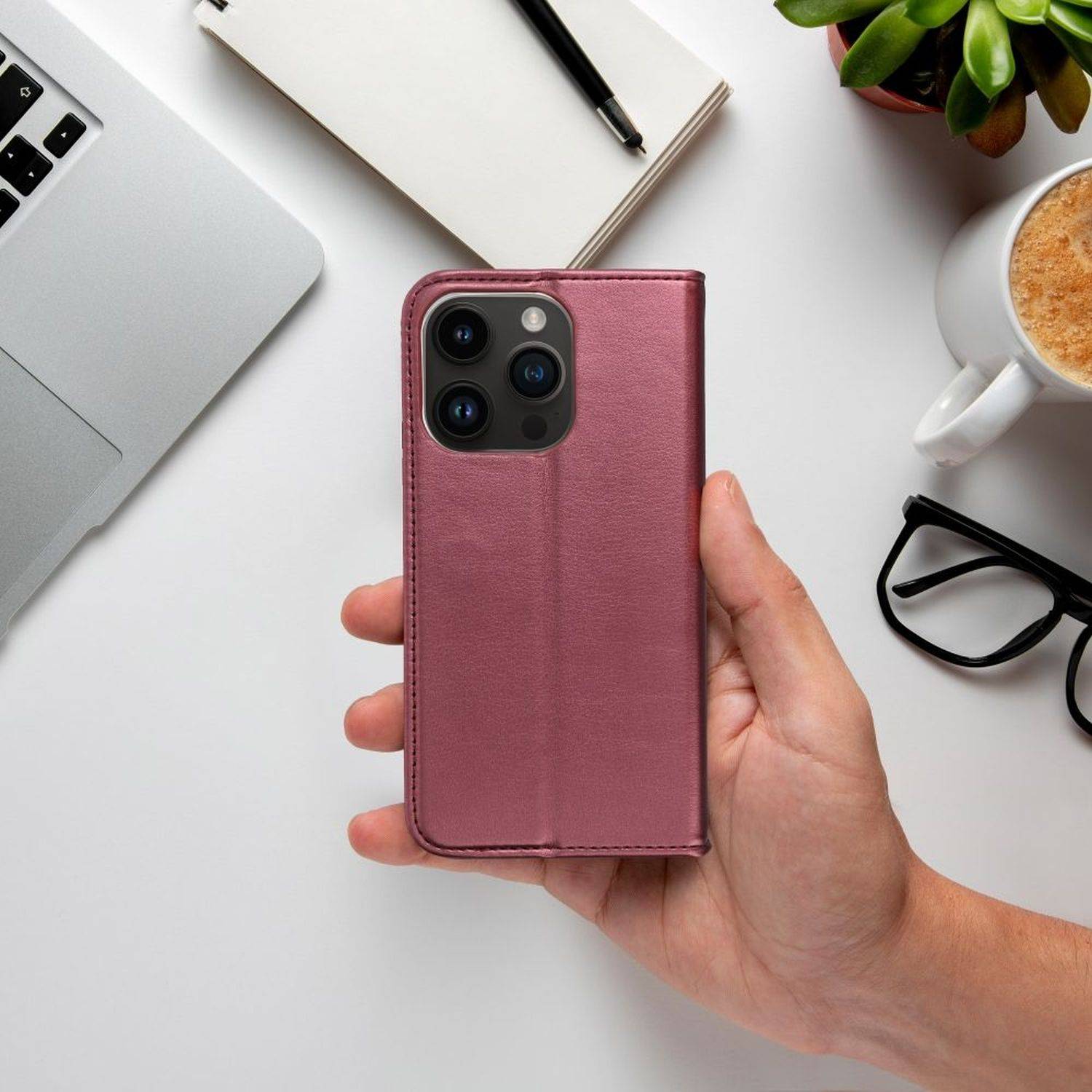 Smart Magneto Buch Tasche Hülle Magnet Standfunktion kompatibel mit Xiaomi Redmi Note 12s burgundy