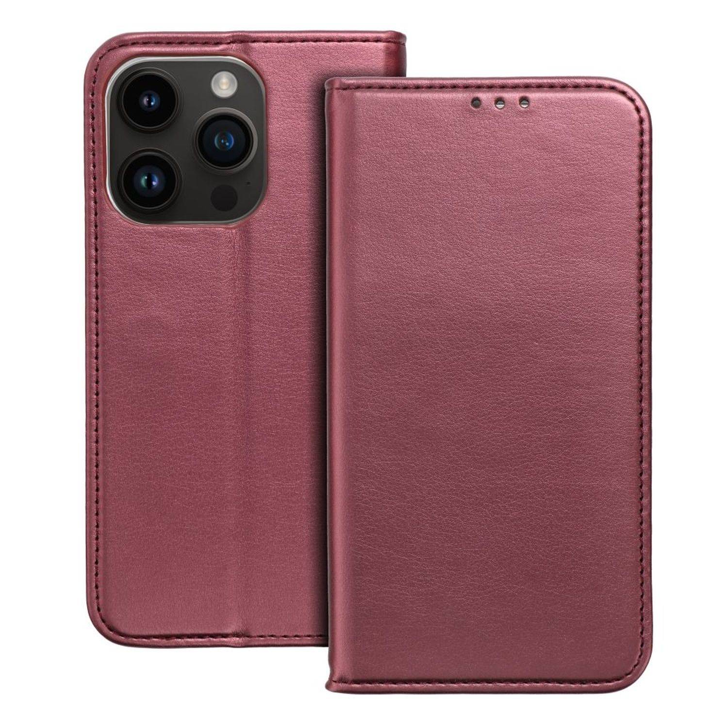 Smart Magneto Buch Tasche Hülle Magnet Standfunktion kompatibel mit Samsung Galaxy A14 5G Burgunder