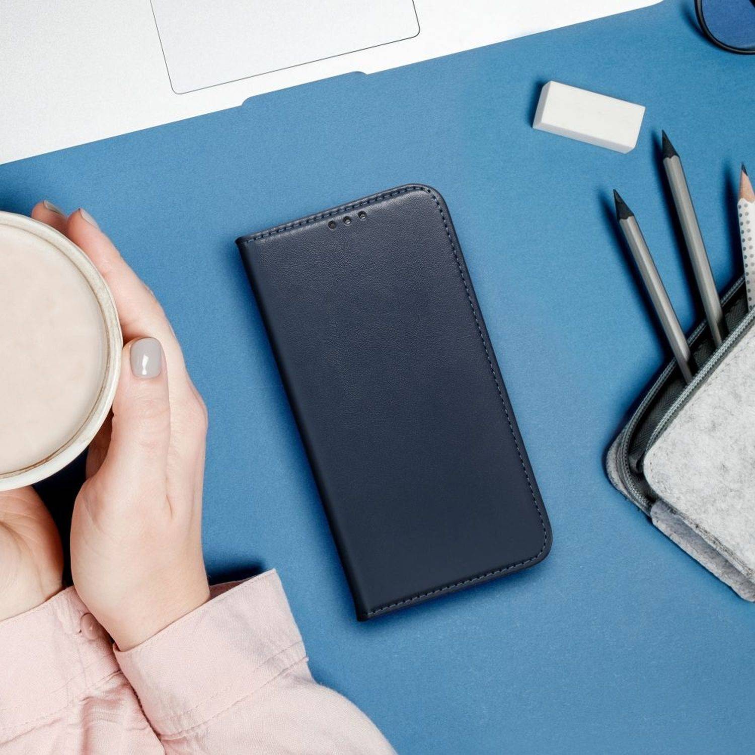 Smart Magneto Buch Tasche Hülle Magnet Standfunktion kompatibel mit Motorola Moto G72 Blau