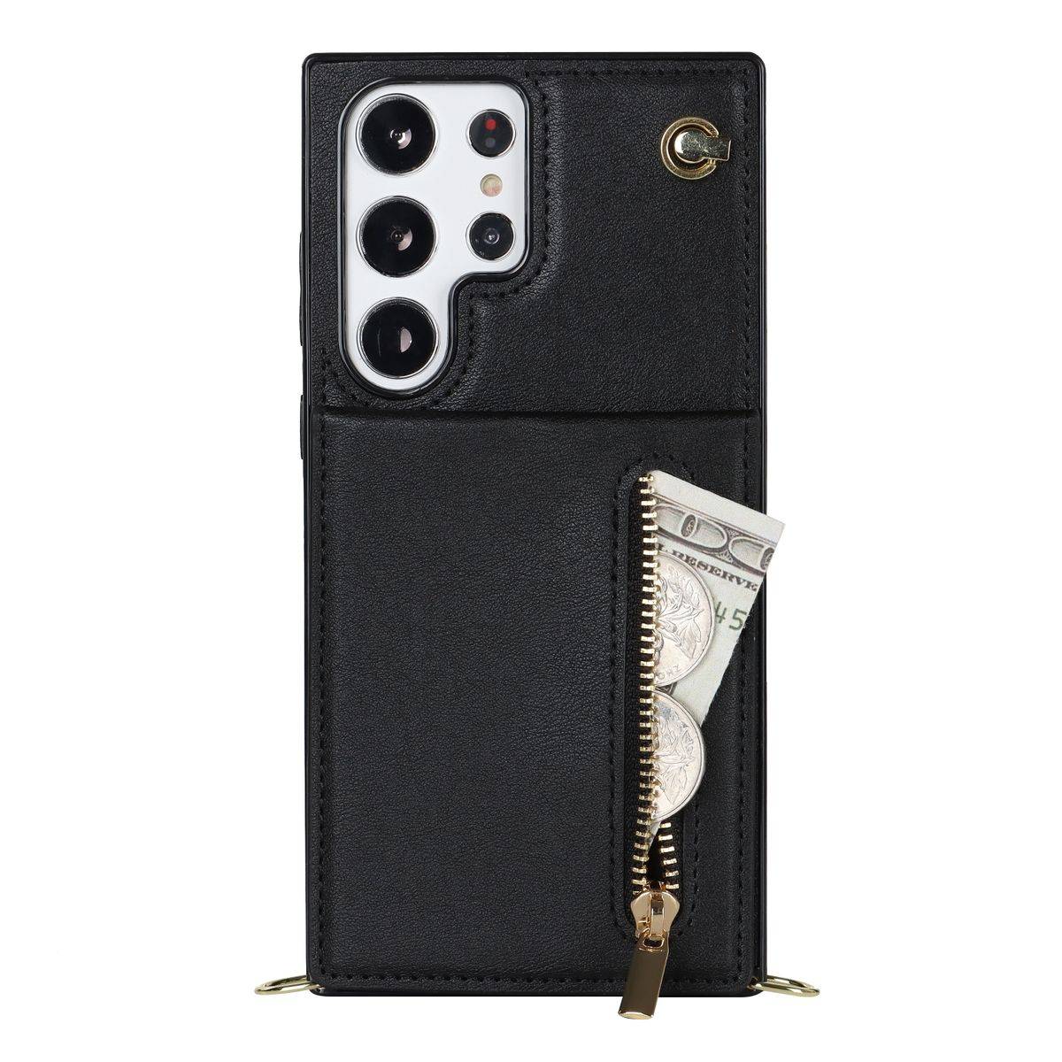 Für Samsung Galaxy S23 Ultra 5G Multifunktion Handy Tasche Geldbörse Hülle Etuis Schwarz