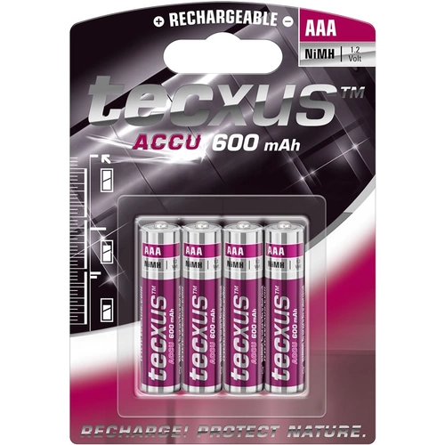 Tecxus AAA (Micro)/HR03 - 600 mAh - Nickel-Metallhydrid Akku (NiMH), 1,2 V Tecxus AAA (Micro)/HR03 - 600 mAh - Nickel-Metallhydrid Akku (NiMH), 1,2 V