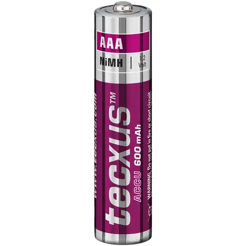 Tecxus AAA (Micro)/HR03 - 600 mAh - Nickel-Metallhydrid Akku (NiMH), 1,2 V Tecxus AAA (Micro)/HR03 - 600 mAh - Nickel-Metallhydrid Akku (NiMH), 1,2 V