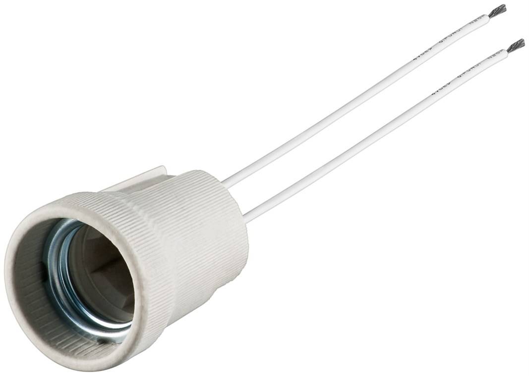 Goobay E27 Lampenfassung mit Zwillingslitze - max. 100 W/250 V (AC), 0,15 m Kabel, Keramik