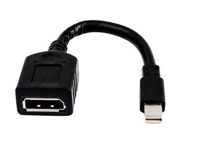 Mini-DisplayPort-zu-HDMI-Adapterkabel mit einem schwarzen flexiblen Kabel und Anschlüssen an beiden Enden, verwendet zur Video-Signalumwandlung.