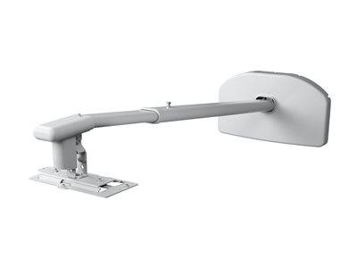 Verstellbarer wandmontierter TV-Arm mit schlankem Design, ausgestattet mit langer Ausziehbarkeit und Schwenkgelenk für flexible Betrachtungswinkel.