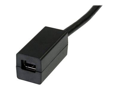 Schwarzes HDMI-Kabel mit rechteckigem Stecker, in einer Nahaufnahme an einem Ende gezeigt.