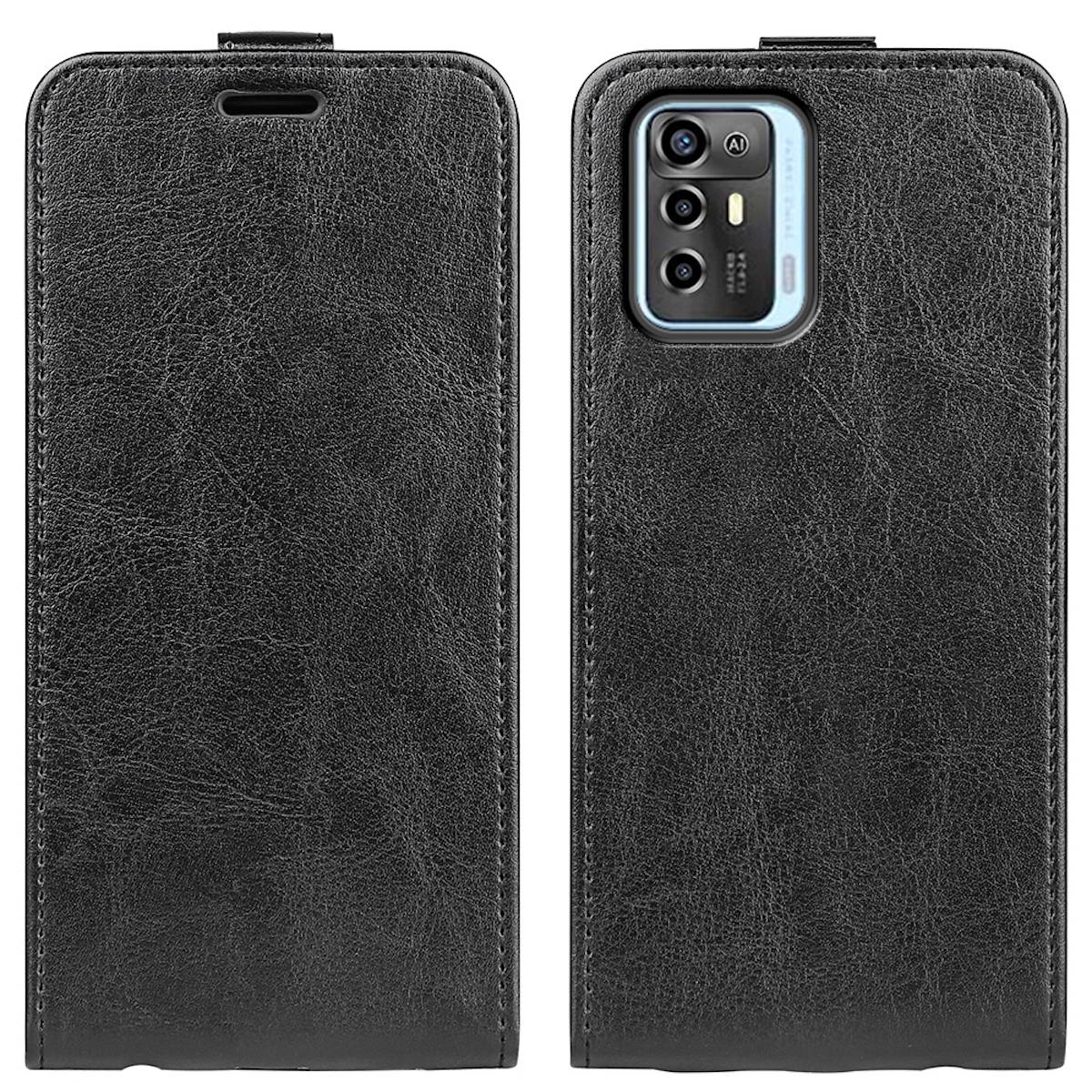 Für ZTE Blade A72 5G Fliptasche Premium Schwarz Hülle Case Cover Schutz Zubehör Etui Neu