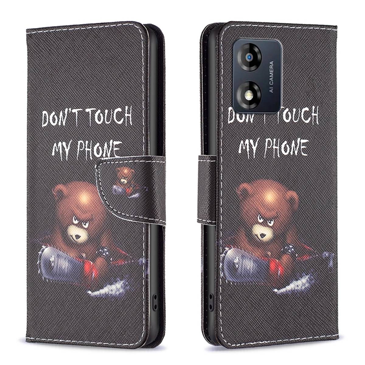 Für Motorola Moto E13 4G Kunstleder Handy Tasche Book Motiv 1 Schutz Hülle Case Cover Etui Neu