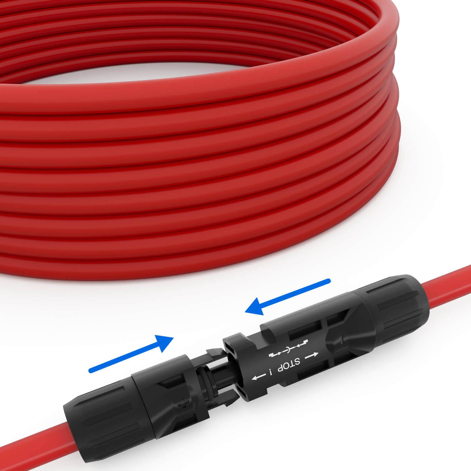 hb-digital 1m Solar Kabel 4mm2 Solarstecker Solarbuchse Photovoltaik Kabel H1Z2Z2-K für PV Anlagen rot