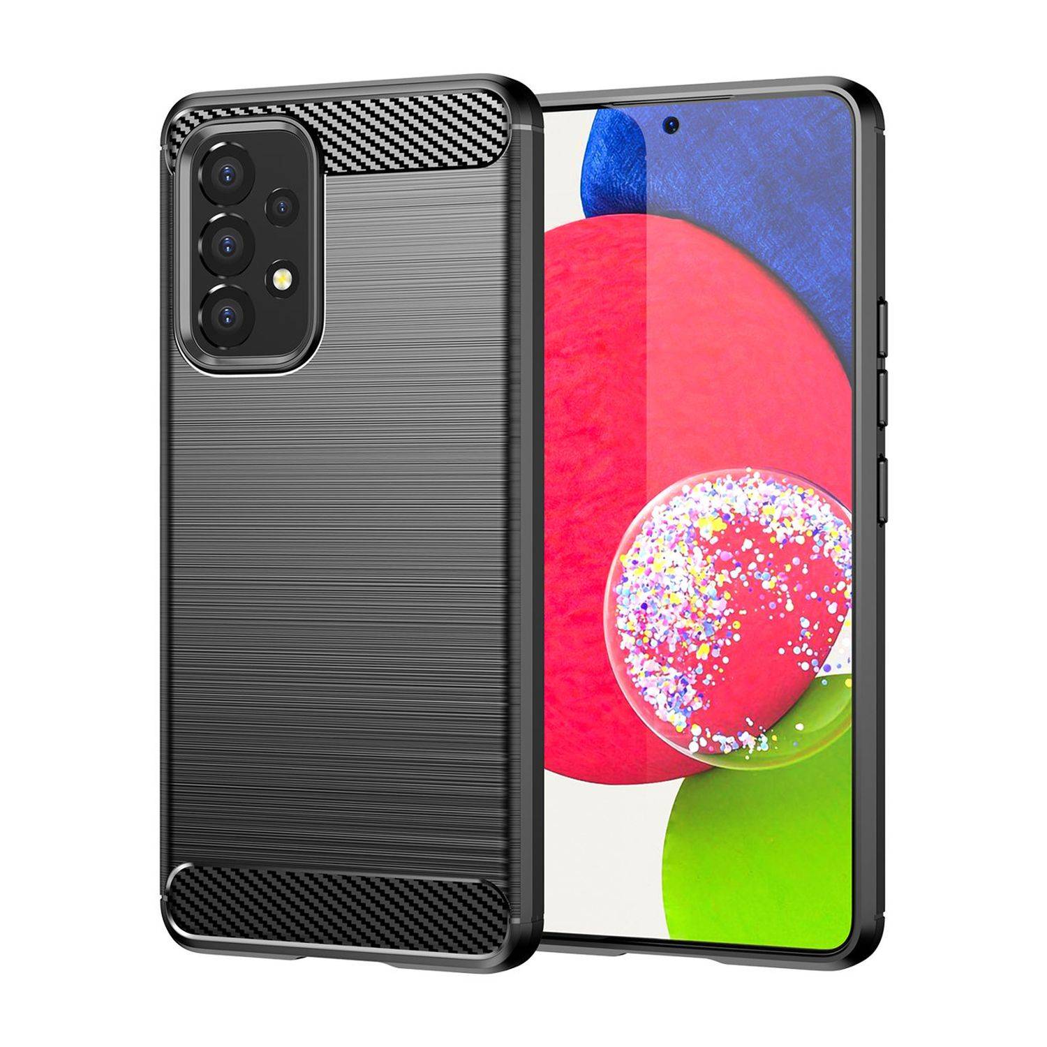 Silikon Hülle Bumper Carbon kompatibel mit SAMSUNG GALAXY A04e Case TPU Soft Schwarz