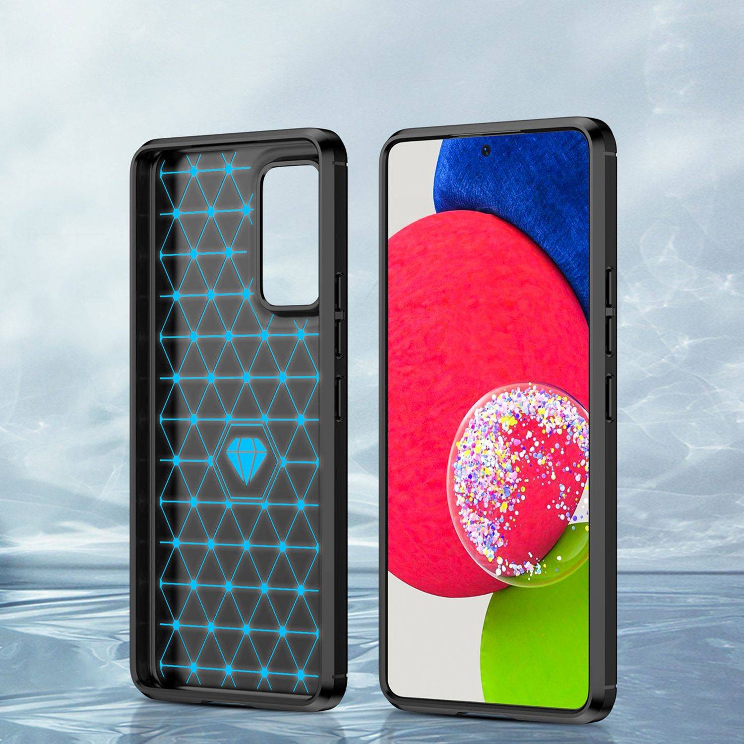 Silikon Hülle Bumper Carbon kompatibel mit SAMSUNG GALAXY A04e Case TPU Soft Schwarz