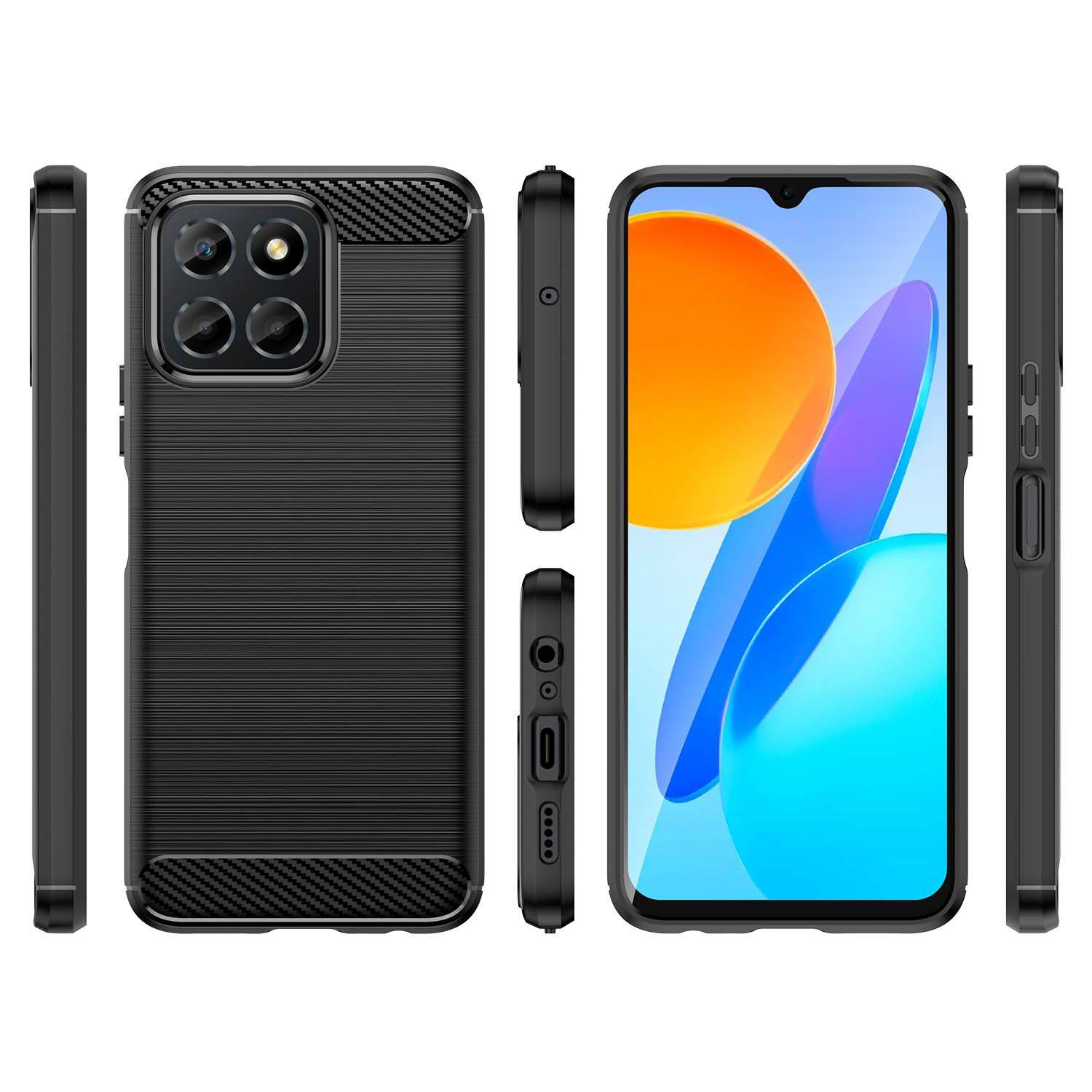 Carbon Case Hülle kompatibel mit Nothing Phone 1 flexible Silikon Carbon Hülle schwarz