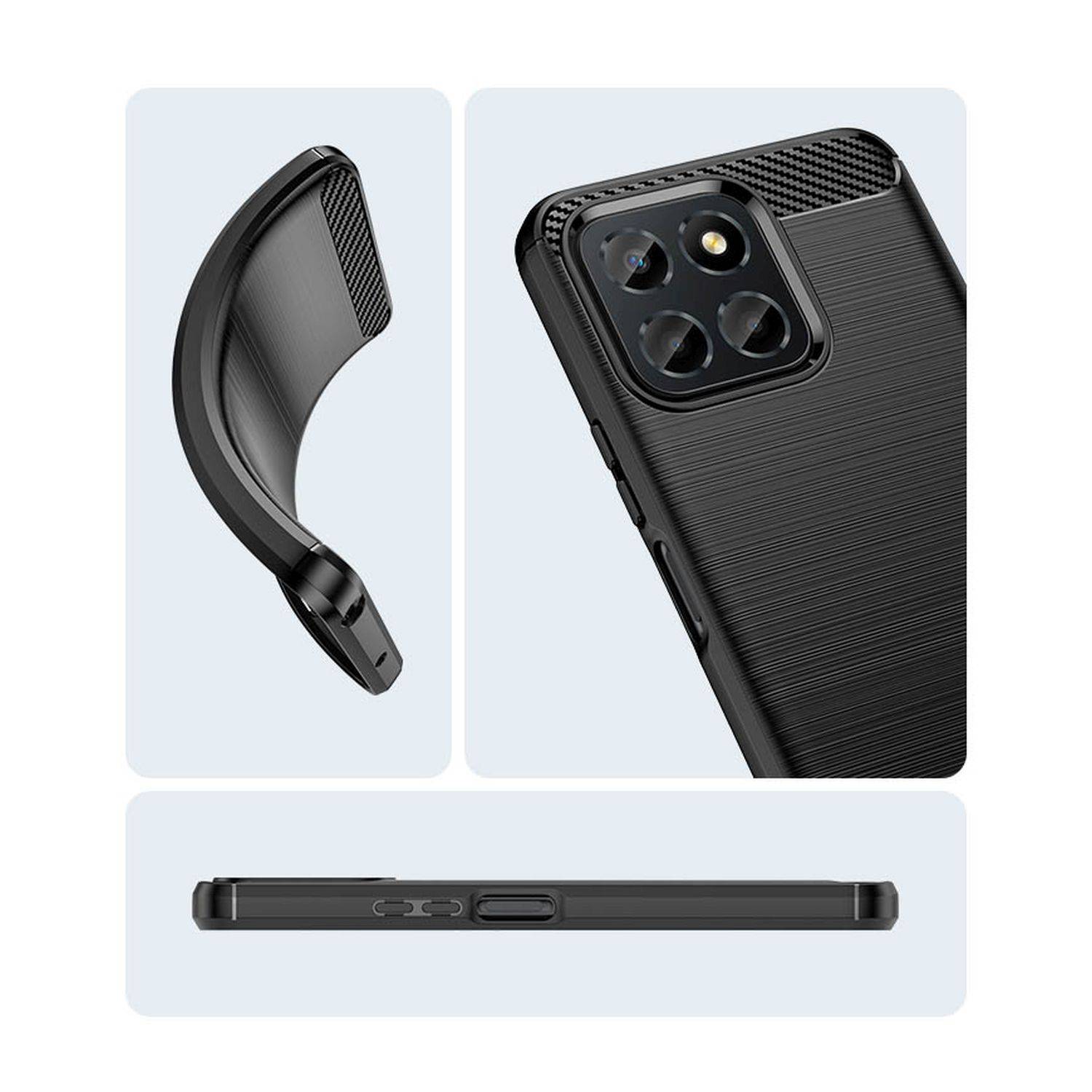 Carbon Case Hülle kompatibel mit Nothing Phone 1 flexible Silikon Carbon Hülle schwarz