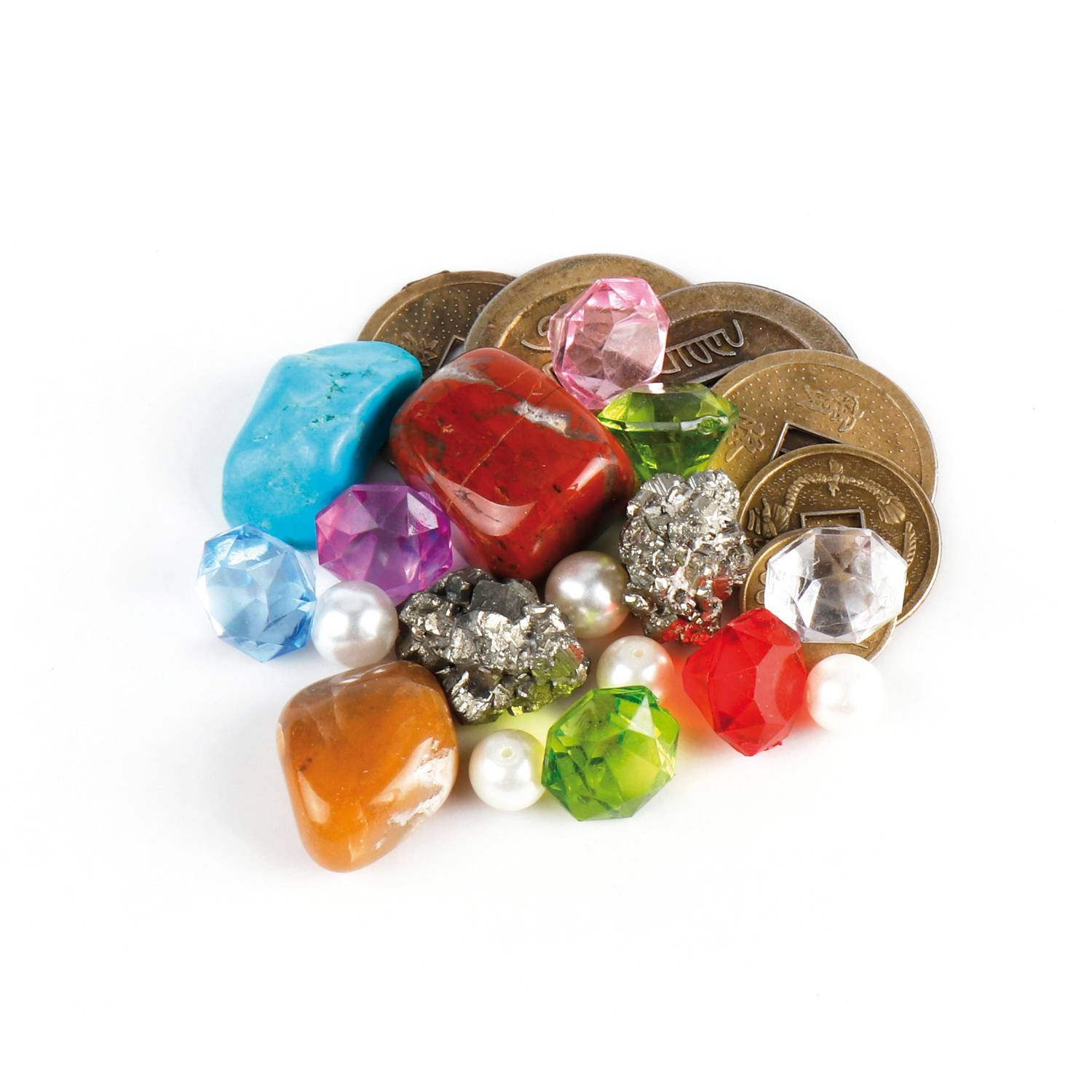 EDUPLAY 130310 Piratenschatz im Organzabeutel (Mitgebsel), mehrfarbig (1 Set im Beutel)