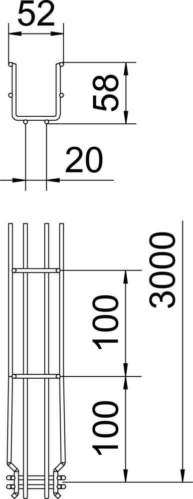 3 Mtr. OBO Bettermann Gitterrinne GRM GRM 55 50 FTKLGR