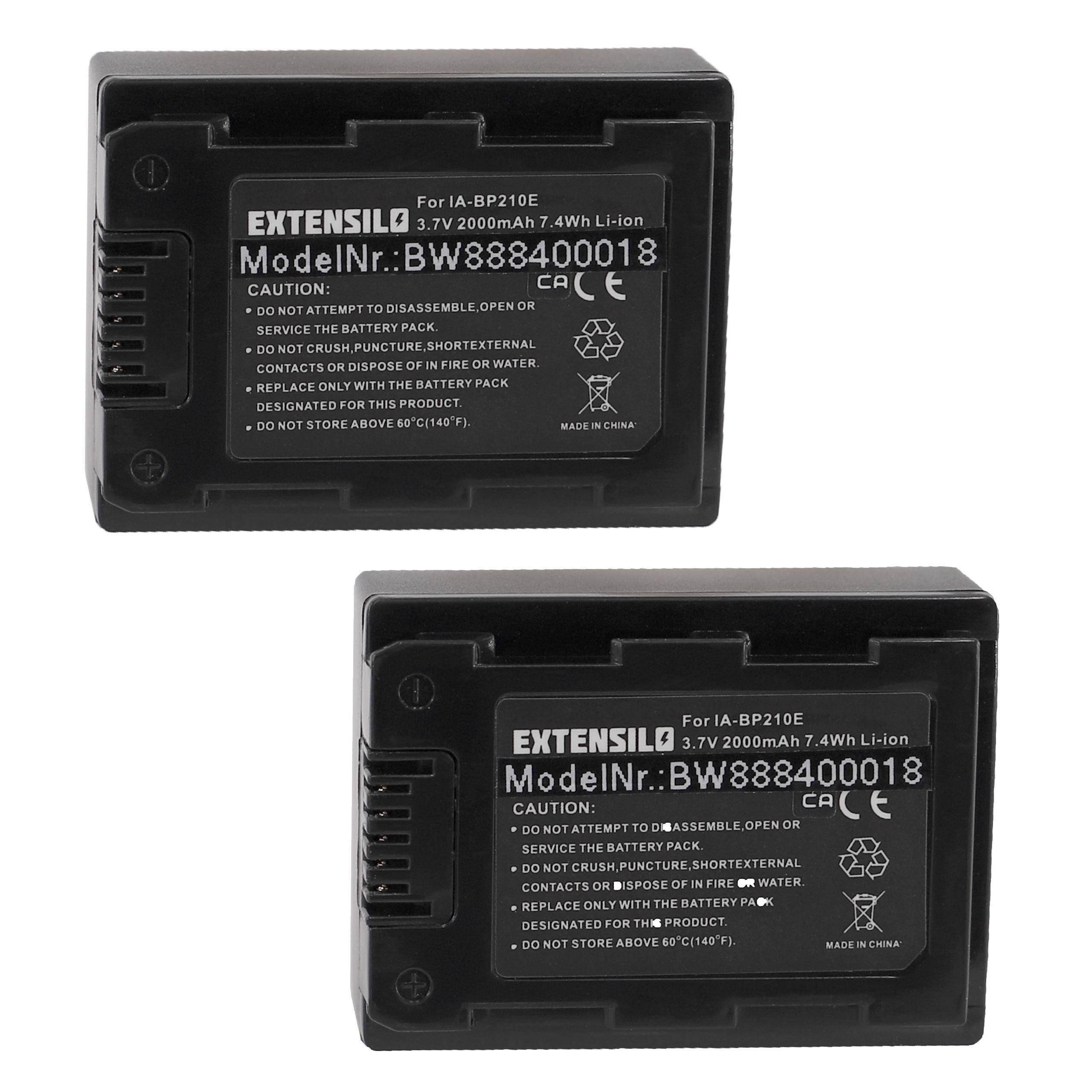 EXTENSILO 2x Akku kompatibel mit Samsung HMX-S10BN, HMX-S15, HMX-S10BP, HMX-S15BP, HMX-S15BN, HMX-S10 Kamera (2000 mAh, 3,7 V, Li-Ion)