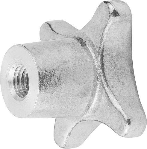 Kreuzgriff 50, M10, Form E, Aluminium gleitgeschliffen