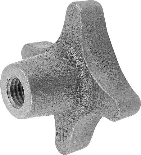 Kreuzgriff 50, M10, Form D - Gewinde aufgebohrt, Grauguss, D