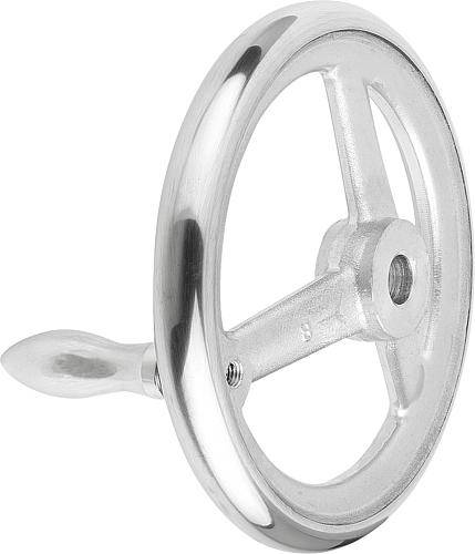 Handrad 140 x 16, ohne Nut, mit drehbarem Griff, Alu, DIN 95