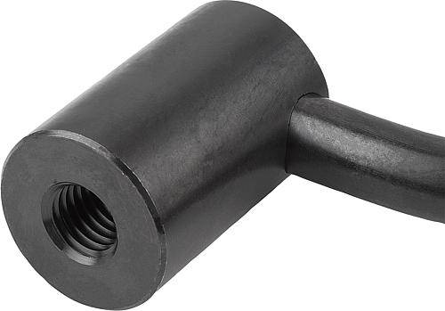 Spannhebel 84, M8 mit Innengewinde, schräg, Stahl brüniert