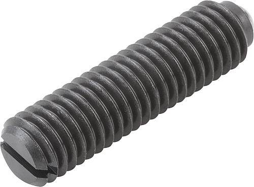 Federnde Druckstücke M8 mit Schlitz und Kugel, lange Ausführ