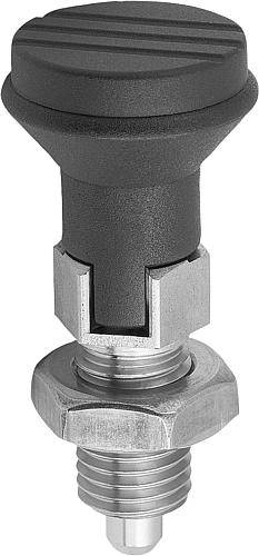 Arretierbolzen M10 x 1 Form D mit Rastnut mit Kontermutter,