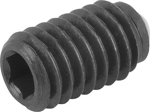 KUGELDRUCKSCHRAUBE OHNE KOPF, FORM:D KUGEL AUS POM, M06, L=2